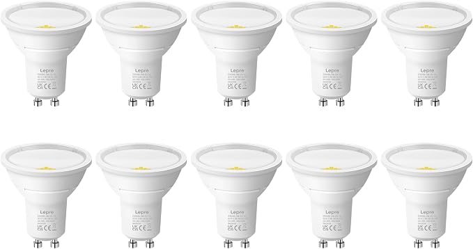 Lepro Energieklasse A GU10 LED Kaltwei? 3.3W Lampe, 590 lm, 6500K Tageslichtwei?, Nicht Dimmbar, Energiesparendes GU 10 LED Spot, 100¡ã Abstrahlwinkel f¨¹r B¨¹ro, Keller, Garage, Flur, 5 St¨¹ck