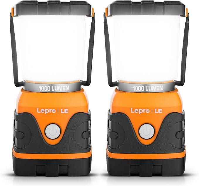 LE LED Campinglampe, Ultra Hell 1000 Lumen, 4 LeuchtmodiI Dimmbar Suchscheinwerfer, Batteriebetrieben Notfallleuchte f¨¹r Stromausf?llen, Wandern, Notfall, Ausf?lle und so weiter, 1 St¨¹ck, Orange