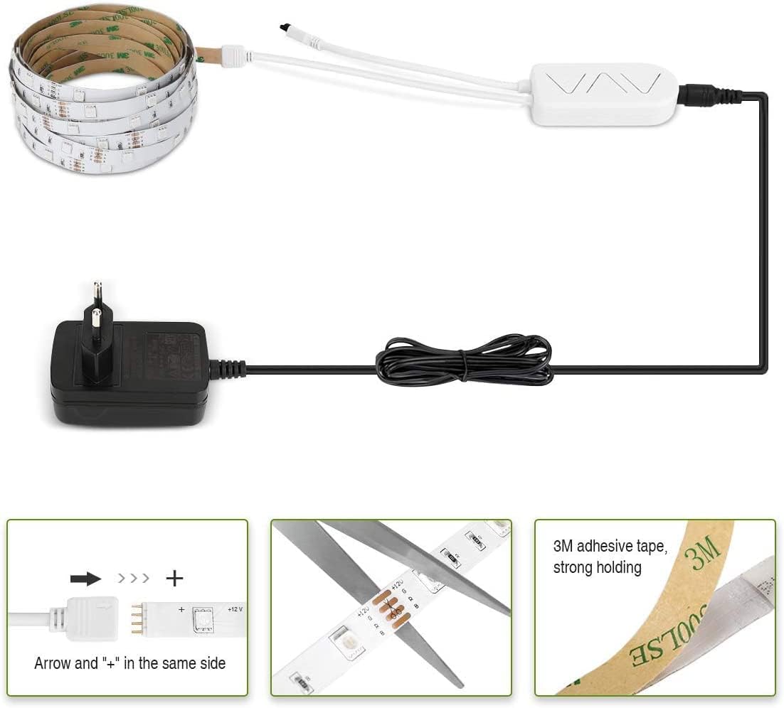 Lepro Smart LED Strip, 5M LED Streifen, RGB 150 LEDs, IP20 Smart LED Leiste inkl. Fernbedienung, WiFi LED Band Lichterkette für Haus,Küche,Party,Lichtband Kompatibel mit Alexa, Google Home nur 2.4GHz