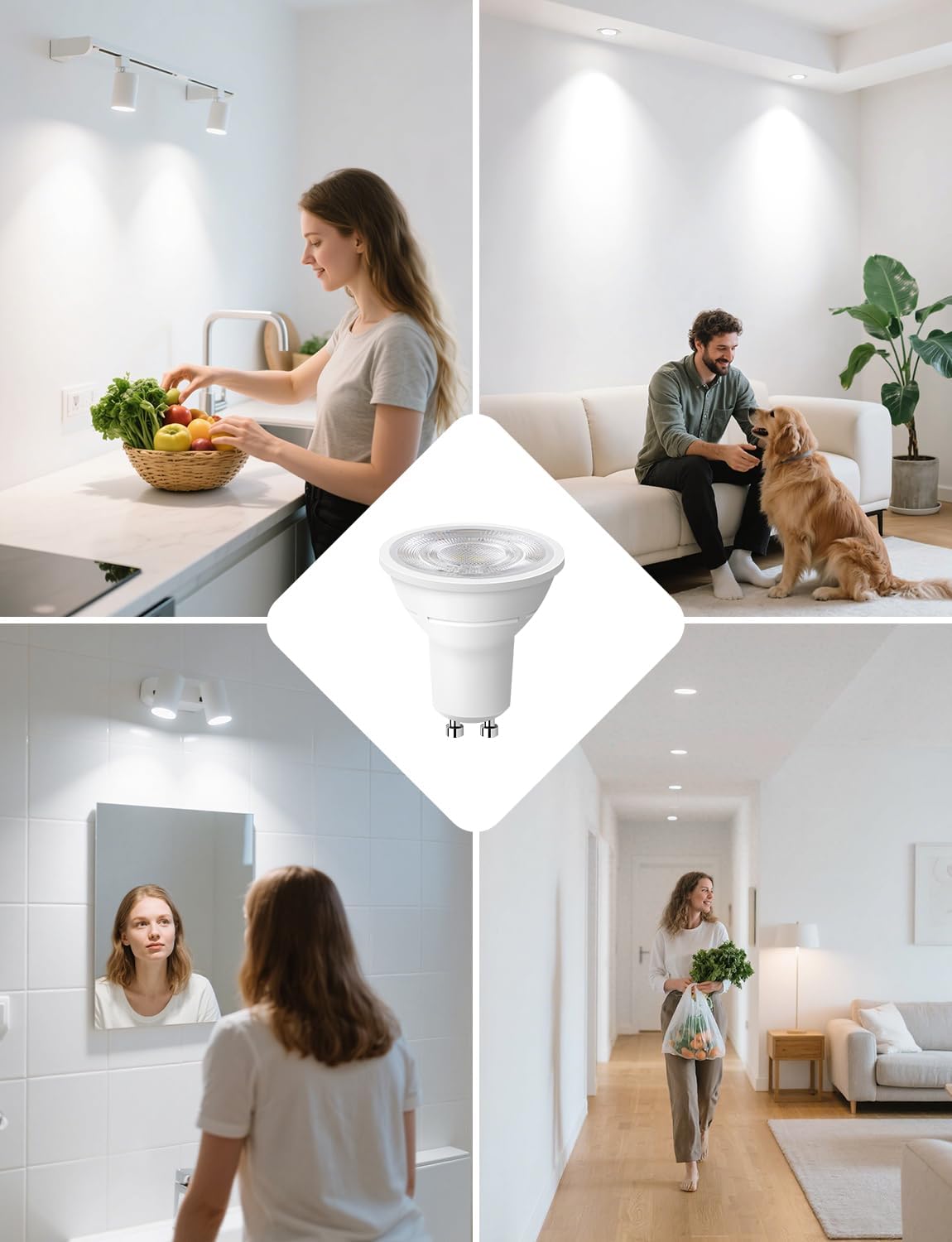 Lepro GU10 LED Neutralweiß 2W Lampe, 4000K, 360 Lumen, 38° Abstrahlwinkel, Nicht dimmbar Reflektorlampe, Energiesparendes GU10 LED Leuchtmittel für Wohnzimmer, Küche, Schlafzimmer, 4 Stück