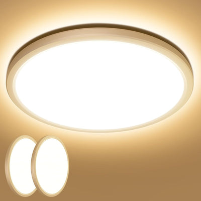 Lepro Deckenlampe 24W, IP44 Wasserfest Deckenleuchte,3000K 2400LM Badezimmer Lampe, Warmweiß Deckenleuchte Badezimmer, ideal Badezimmerlampe Decke für Bad Schlafzimmer Wohnzimmer, Ø29.3cm, 2 Stücke