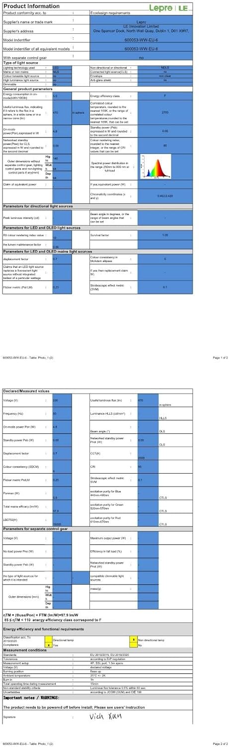 Lepro E27 LED Vintage Glühbirne, 4.8Watt 470 Lumen Birne, Ersetzt 40W ST64 Retro Lampe, 2500Kelvin Warmweiß E27 Retro Beleuchtung, 360° Led Filament, 6er Stück