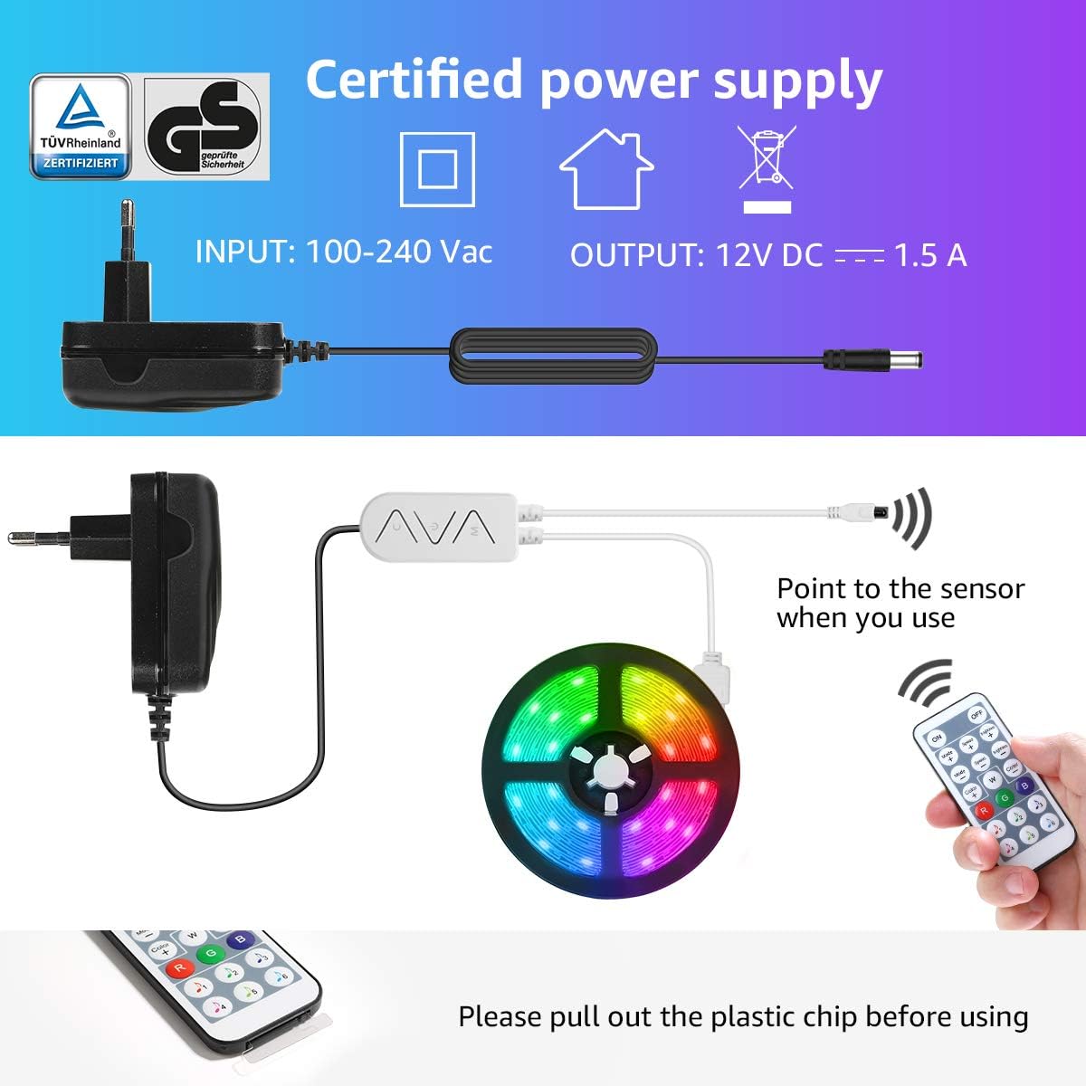 Lepro LED Strip 5M, LED Streifen Lichterkette MagicColor Musik mit Fernbedienung, Band Lichter, RGB Dimmbar Lichtleiste Light, Lichtband Leiste, Kette Bunt für Party Weihnachten Deko