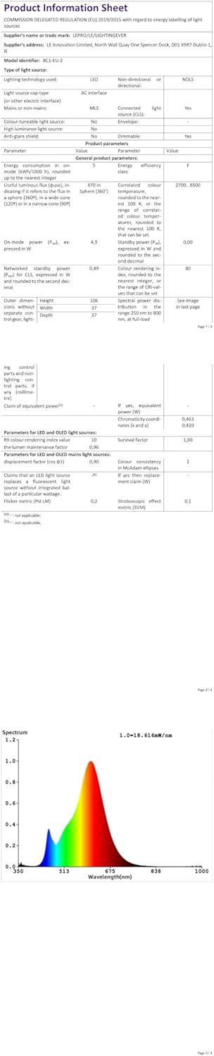 Lepro AI Smart Glühbirne BC1, E14 Smart LED Lampe 4.9W 470LM Dimmbar, Großes Sprachmodell LLM, Farbwechsel mit Musik Sync/Eingebautes Spracherkennung, Bluetooth Sofortige Kopplung, 2 Stück