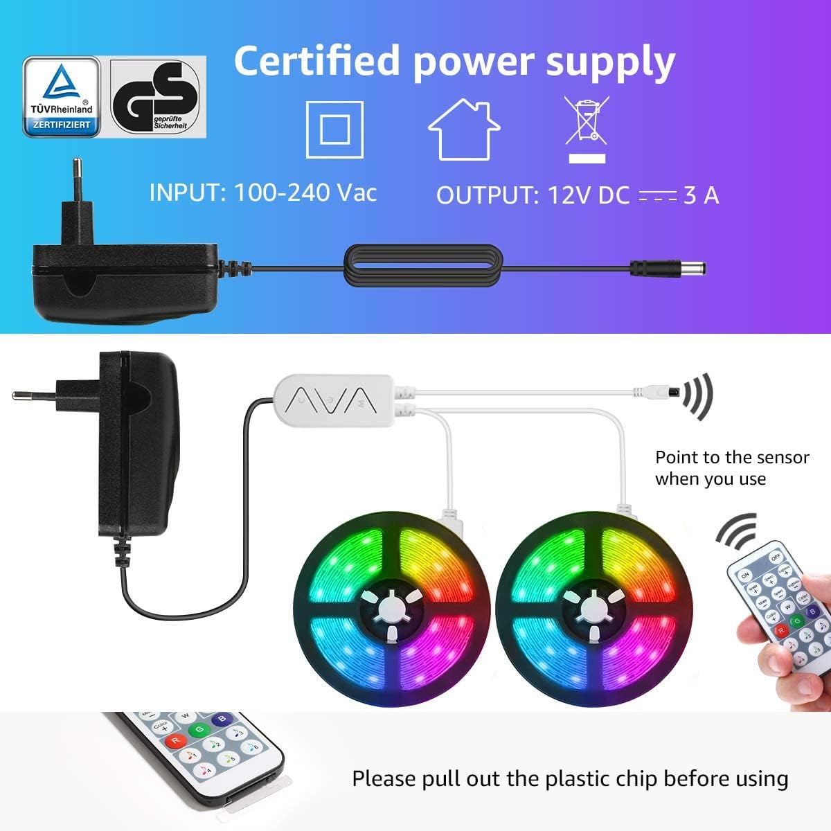 Lepro LED MagicColor Strip15M(2x7.5M), 450 LEDs Streifen Lichterkette, Musik Band mit Fernbedienung, Lichtband Wasserdicht IP65, Dimmbar Lichtleiste für Party, Weihnachten