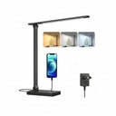 Lepro Schreibtischlampe, LED Tischlampe 15W, 655LM Tischleuchte 3 Farben, 5 Helligkeitsstufen Dimmbar mit USB-Anschluss, Schreibtischleuchte Augenschutz, Leselicht für Büro, Schwarz