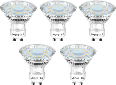 Lepro GU10 LED Lampe, 4W 325 Lumen LED Leuchtmittel, 5000 Kelvin Tageslichtweiß, 110 Grad Abstrahlwinkel Reflektorlampe, 5 Stück