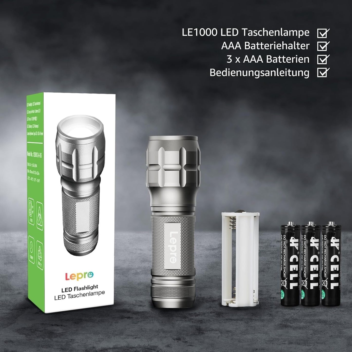 Lighting EVER LED Taschenlampe Klein, Extrem Hell & Zoombar Mini Taschenlampen Batteriebetrieben f¨¹r Kinder, Wasserdichte Handlampe f¨¹r Camping, Outdoor, Notf?lle (2er-Pack in Gunmetal)
