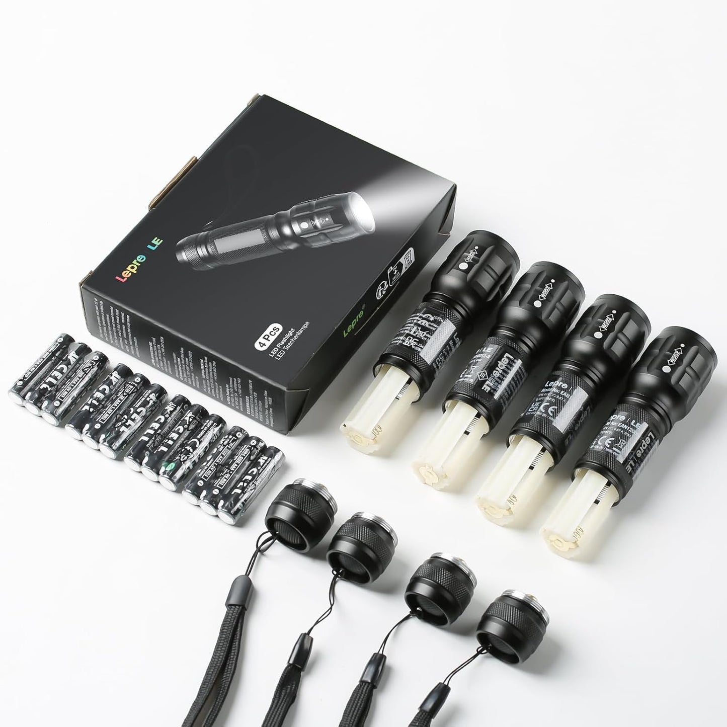 Lighting EVER LE LED Taschenlampe Klein, Extrem Hell & Zoombar Mini Taschenlampen Batteriebetrieben f¨¹r Kinder, Wasserdichte Handlampe f¨¹r Camping, Outdoor, Notf?lle (4er-Pack)