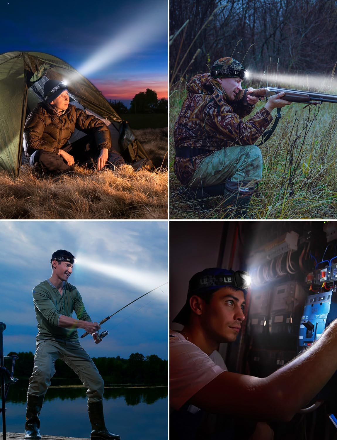 LE Stirnlampe Wiederaufladbar, 1300 Lux Superhell Kopflampe mit Rotlicht, 5 Lichtmodi, IPX4 wasserdichte Mini LED Stirnlampe Stirnleuchte, 2er USB Headlamps für Angeln Campen Joggen