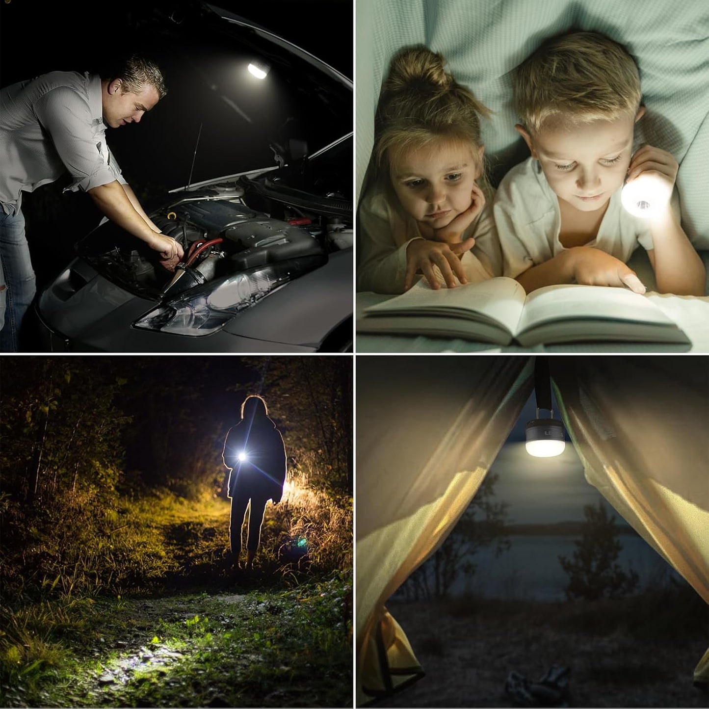 LE LED Campinglampe, Wiederaufladbare Suchscheinwerfer, tragbar & handlich, mit Haken, 3 Helligkeiten Dimmbar Notfallleuchte für Stromausfällen, Wandern, Camping, Notfall usw.