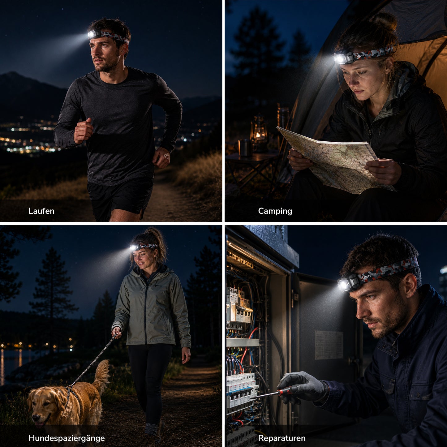 Lepro 5W Stirnlampe LED Wiederaufladbar, Dual Power Kopflampe mit Sensor | Stirnlampe mit USB-C und 3 AAA (Nicht Enthalten), 10 Lichtmodi & Rotlicht, IPX4 Wasserdicht Stirnlampen für Joggen & Camping [Energieklasse A]