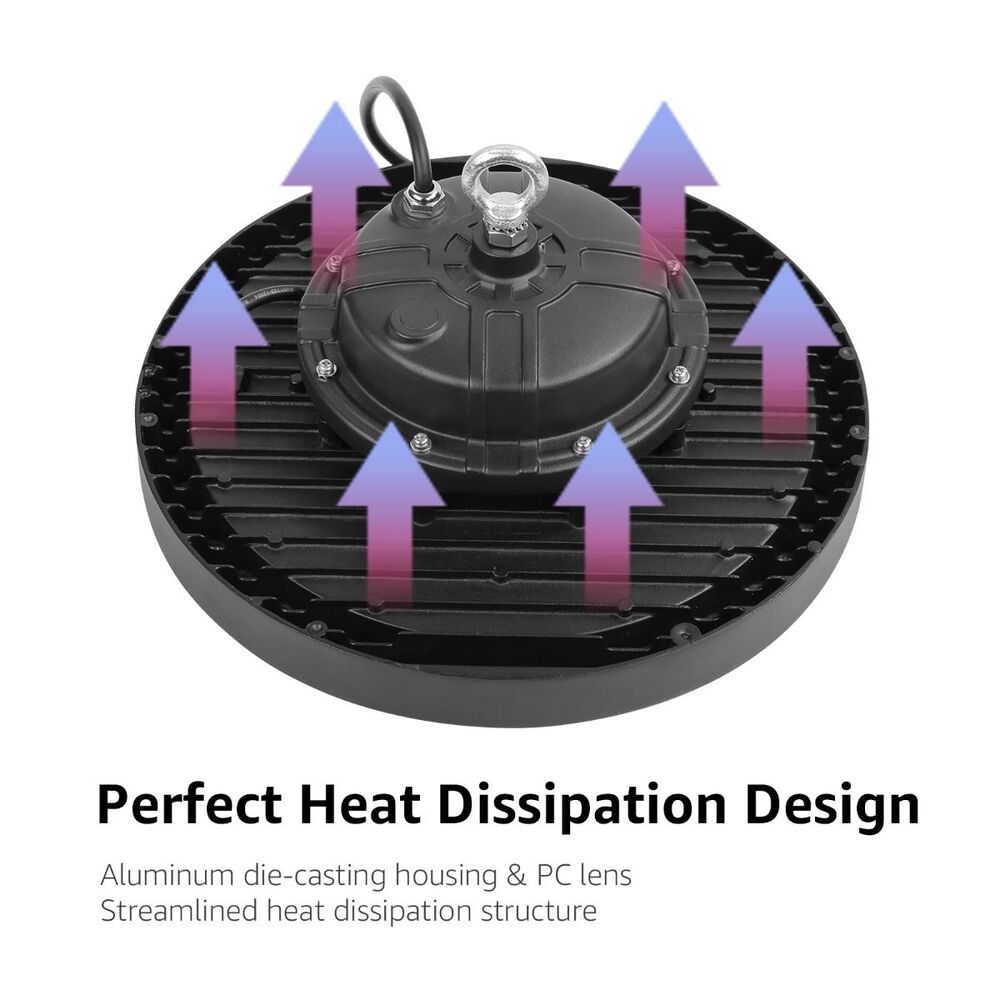 150W UFO LED Hallenstrahler, 140lm/W, IP65 & IK08, 4000K Neutralweiß, Entspricht 400W Halogen, Für Lager, Einzelhandel, Stadien, 5 Jahre Garantie