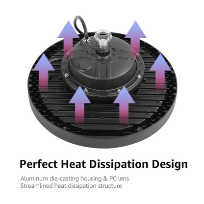 150W UFO LED Hallenstrahler, 140lm/W, IP65 & IK08, 4000K Neutralweiß, Entspricht 400W Halogen, Für Lager, Einzelhandel, Stadien, 5 Jahre Garantie