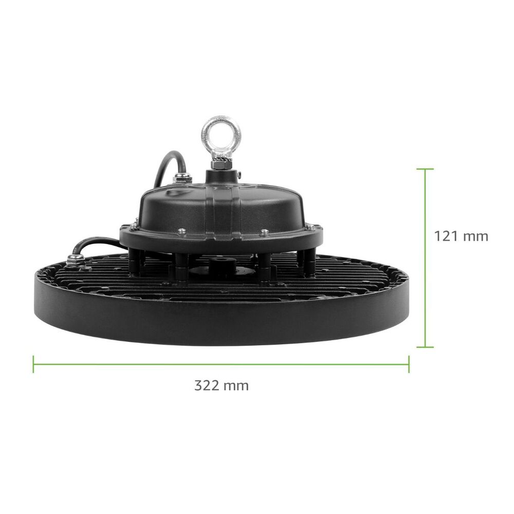 150W UFO LED Hallenstrahler, 140lm/W, IP65 & IK08, 4000K Neutralweiß, Entspricht 400W Halogen, Für Lager, Einzelhandel, Stadien, 5 Jahre Garantie