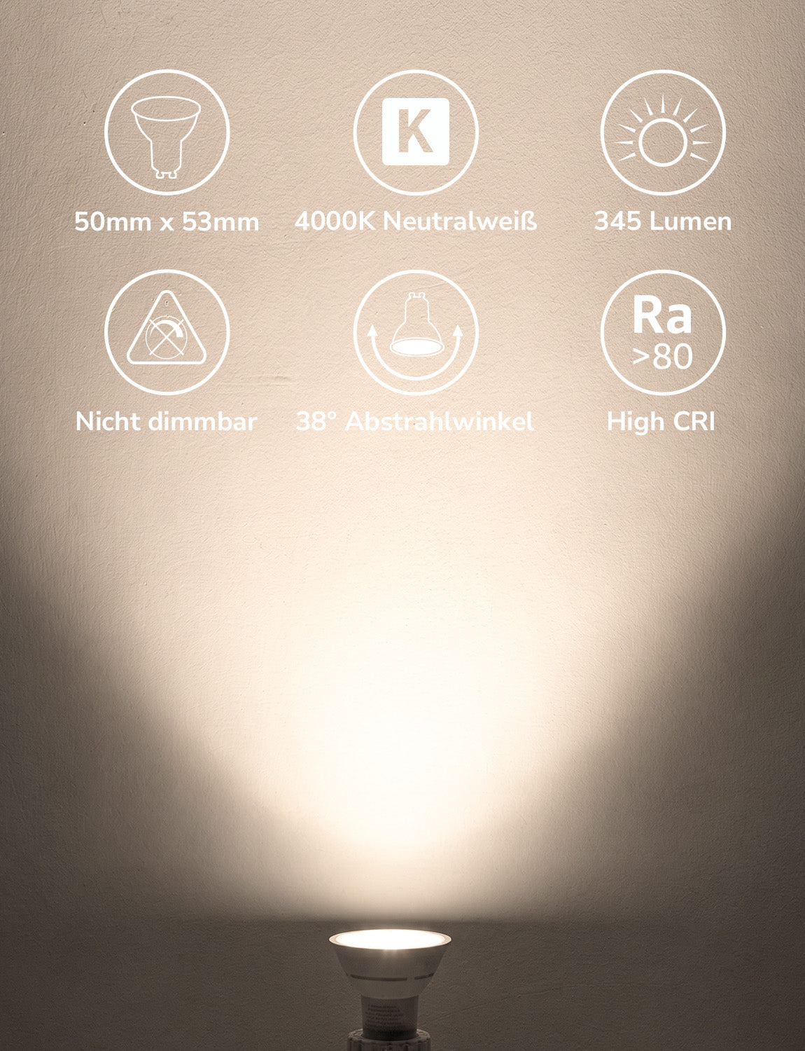 Lepro GU10 LED Neutralweiss Lampen, 3.6W 345lm Nicht Dimmbar, 10 Stück [Energieklasse E]
