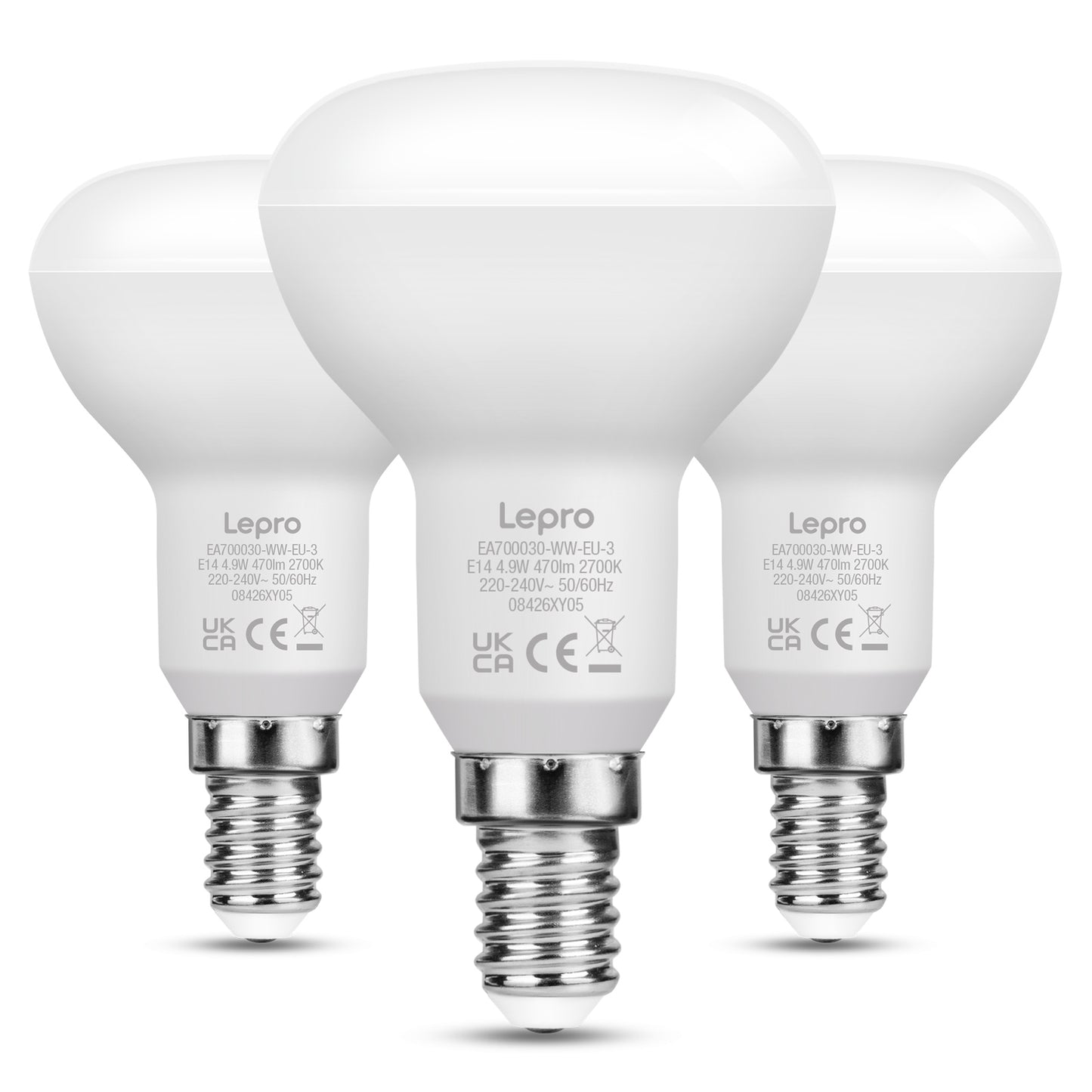 Lepro E14 LED Lampe 2700K Warmweiss, R50 4.9W 470 Lumen, 3 Stück | E14 led strahler R50 Glühlampe entspricht 40W Warmweiß Glühbirne, Reflektorlampe 120° Abstrahlwinkel Energiesparlampe
