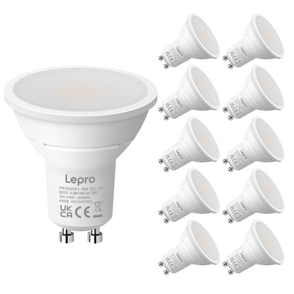 Lepro GU10 LED Neutralweiss Lampen, 4.5W 345lm Nicht Dimmbar, 10 Stück [Energieklasse F]