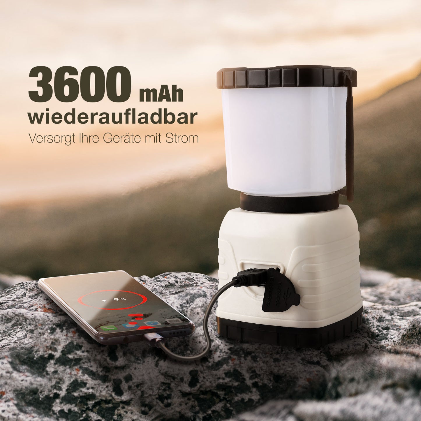 Lepro LED Camping Lampe USB wiederaufladbar, 4 Modi, 1300 Lumen, Weiß | Campinglampe mit 3600 mAh Powerbank IPX4,USB-Kabel im Lieferumfang enthalten,für Hurrikan-Notfälle,Wandern,Zuhause und mehr [Energieklasse A]