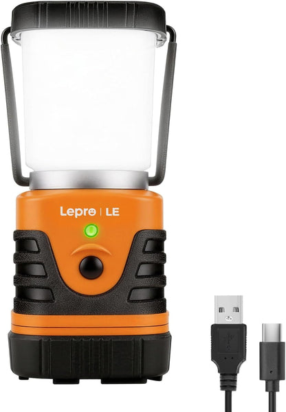 LE Campinglampe wiederaufladbare, 4 Helligkeiten Dimmbar Orange| Superhell Tragbar Suchscheinwerfer mit Bügel und Haken, Notfallleuchte für Stromausfällen, Wandern, Notfall, Ausfälle usw [Energieklasse A]