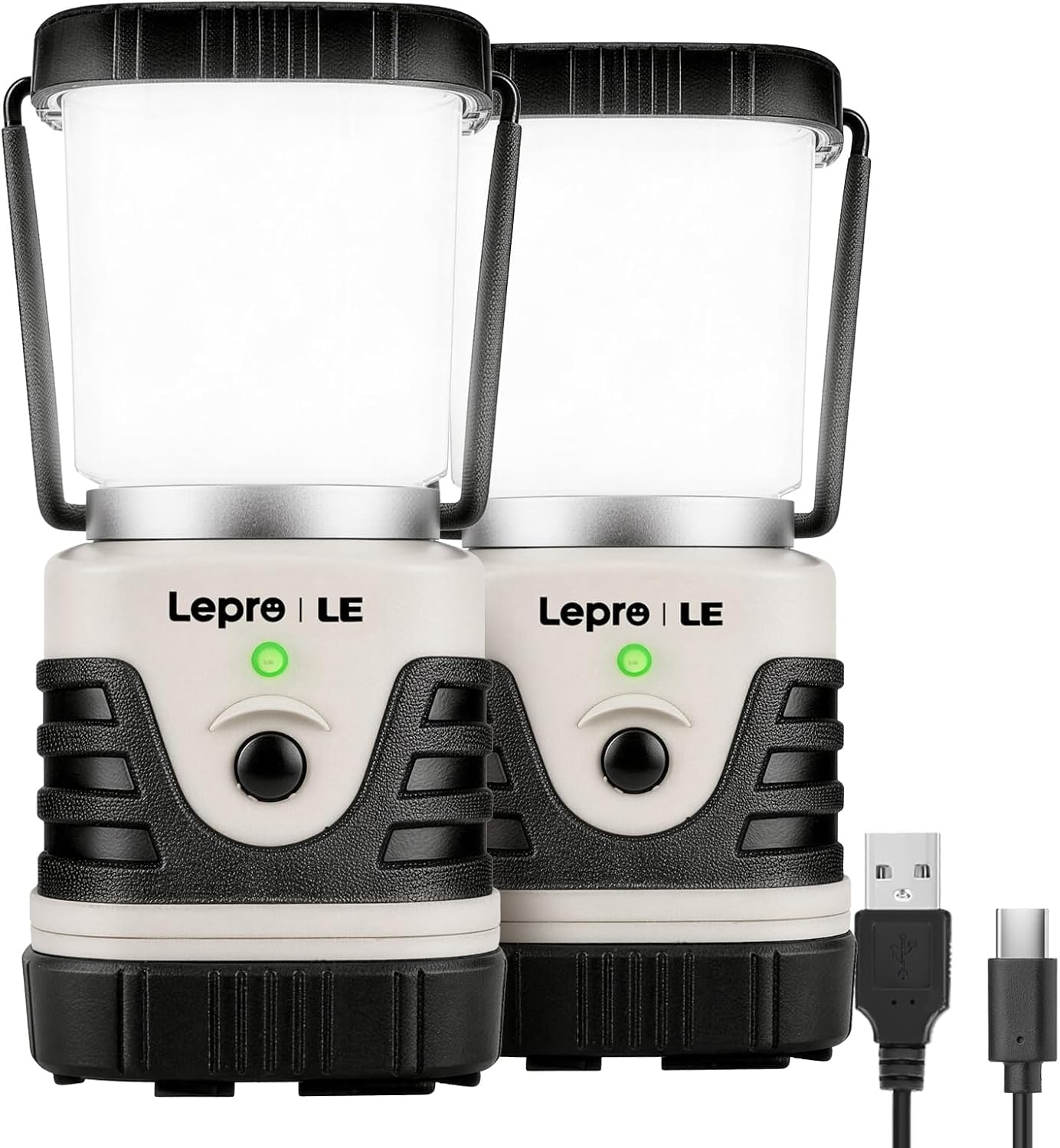 LE Campinglampe wiederaufladbare, 4 Helligkeiten Dimmbar Weiß,| Superhell Tragbar Suchscheinwerfer mit Bügel und Haken, Notfallleuchte für Stromausfällen, Wandern, Notfall, Ausfälle usw [Energieklasse A]