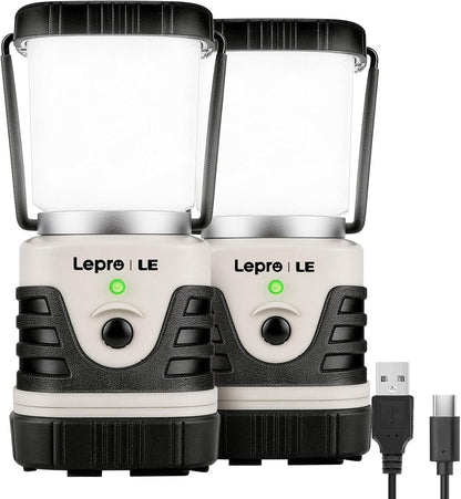 LE Campinglampe wiederaufladbare, 4 Helligkeiten Dimmbar Weiß,| Superhell Tragbar Suchscheinwerfer mit Bügel und Haken, Notfallleuchte für Stromausfällen, Wandern, Notfall, Ausfälle usw [Energieklasse A]
