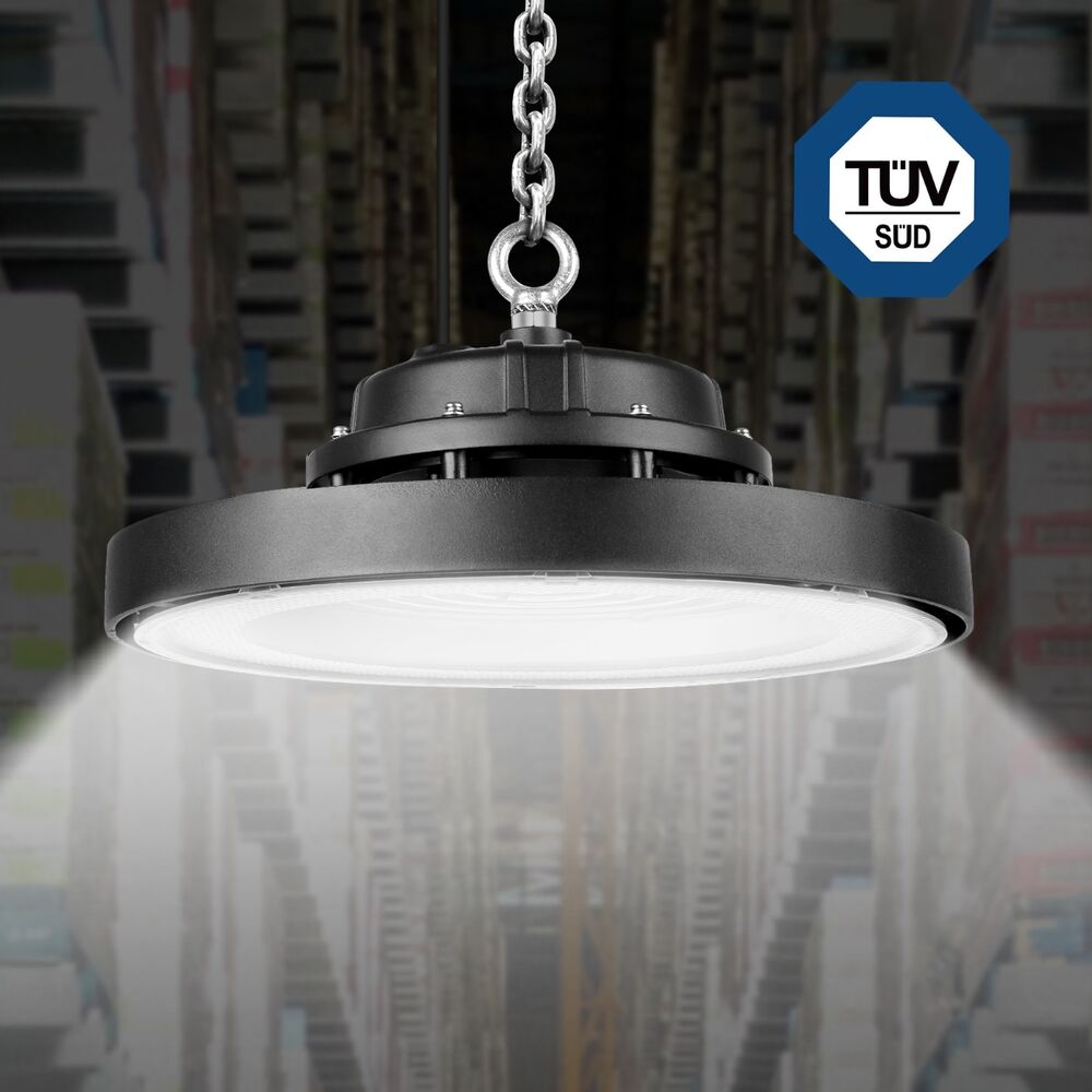 150W UFO LED Hallenstrahler, 140lm/W, IP65 & IK08, 4000K Neutralweiß, Entspricht 400W Halogen, Für Lager, Einzelhandel, Stadien, 5 Jahre Garantie