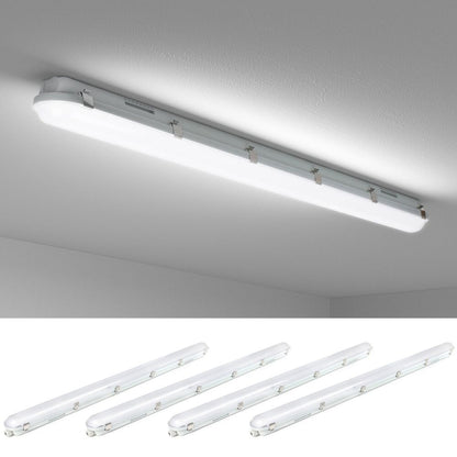 4x 120 cm LED Feuchtraumleuchten, 36W, 5400lm, 4000K Neutralweiß, IP65, Wasserfest für Keller, Werkstatt, Garage, Innen- & Außenbereich