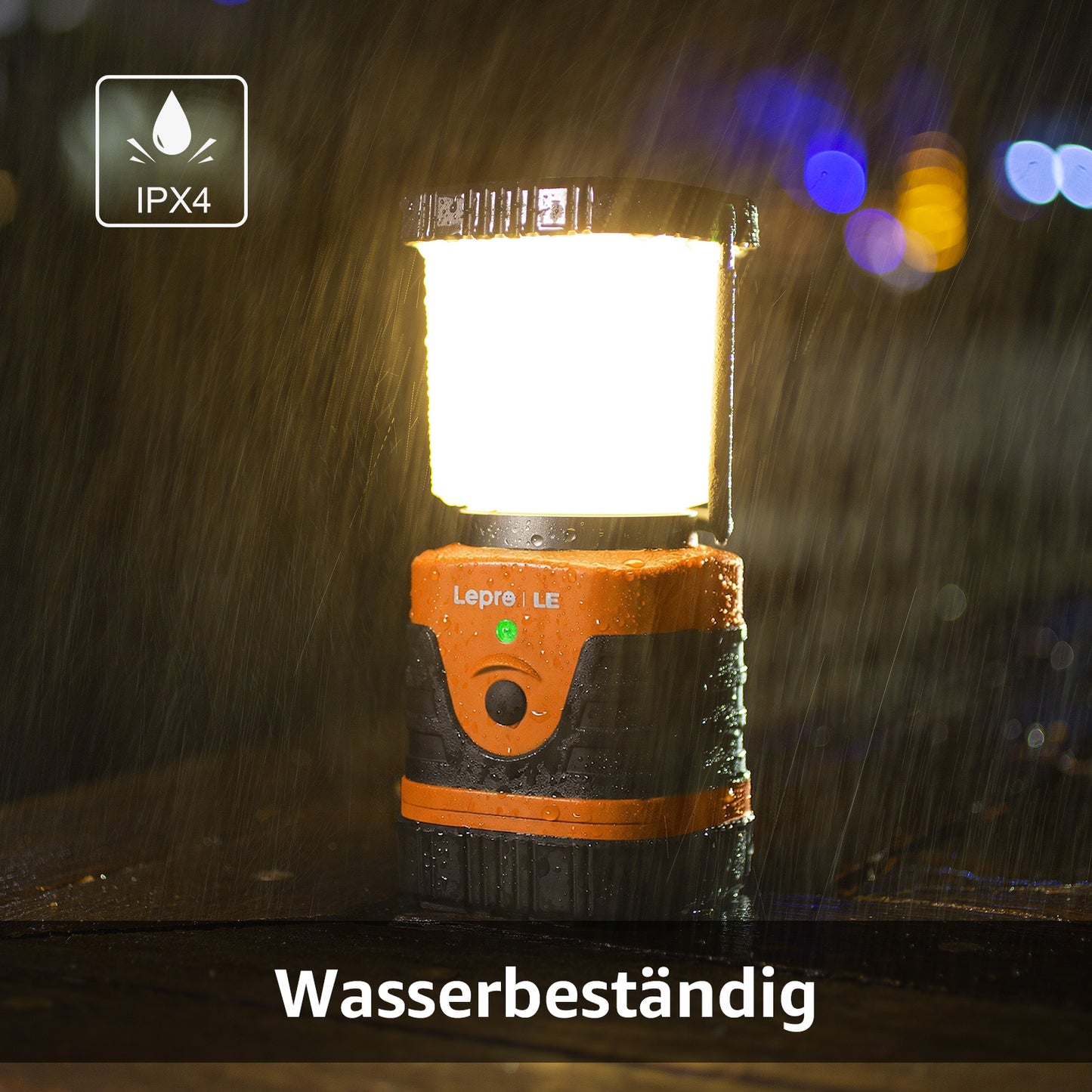 LE Campinglampe wiederaufladbare, 4 Helligkeiten Dimmbar Orange| Superhell Tragbar Suchscheinwerfer mit Bügel und Haken, Notfallleuchte für Stromausfällen, Wandern, Notfall, Ausfälle usw [Energieklasse A]
