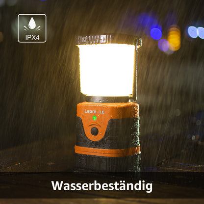 LE Campinglampe wiederaufladbare, 4 Helligkeiten Dimmbar Orange| Superhell Tragbar Suchscheinwerfer mit Bügel und Haken, Notfallleuchte für Stromausfällen, Wandern, Notfall, Ausfälle usw [Energieklasse A]