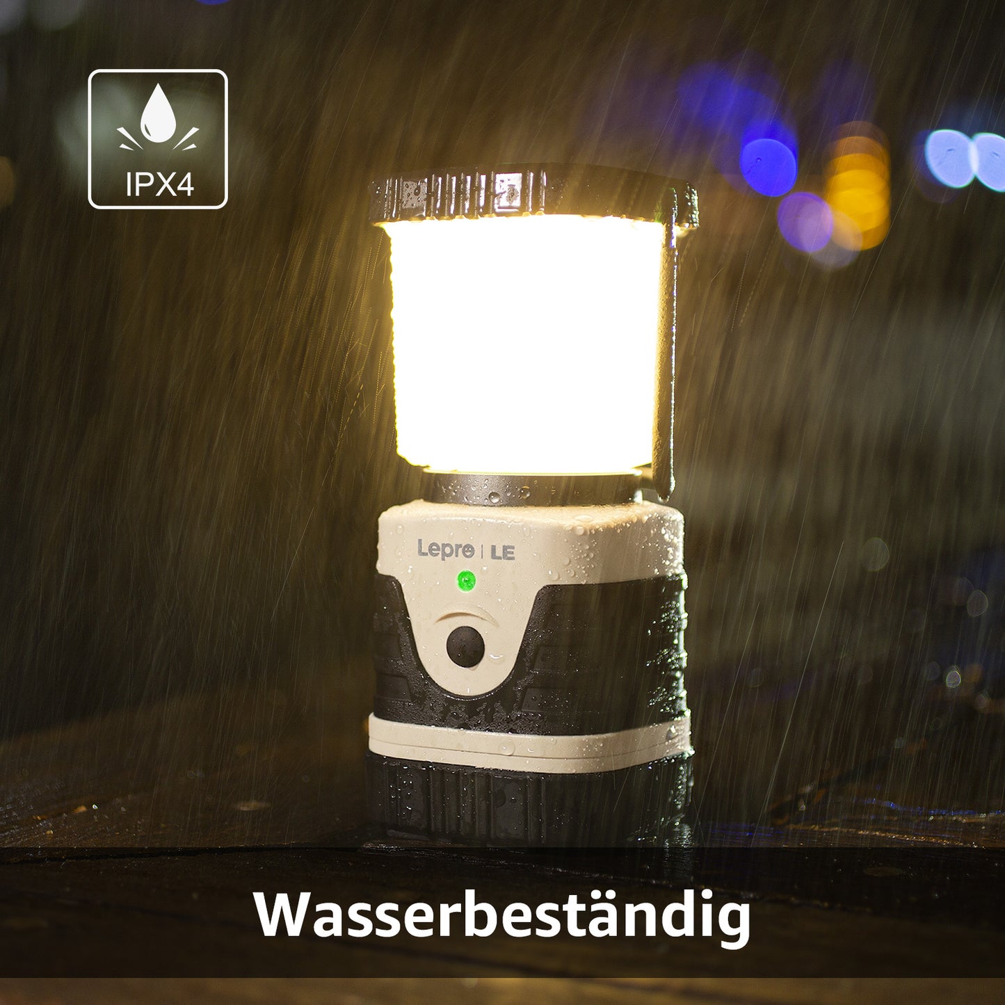 LE Campinglampe wiederaufladbare, 4 Helligkeiten Dimmbar Weiß,| Superhell Tragbar Suchscheinwerfer mit Bügel und Haken, Notfallleuchte für Stromausfällen, Wandern, Notfall, Ausfälle usw [Energieklasse A]