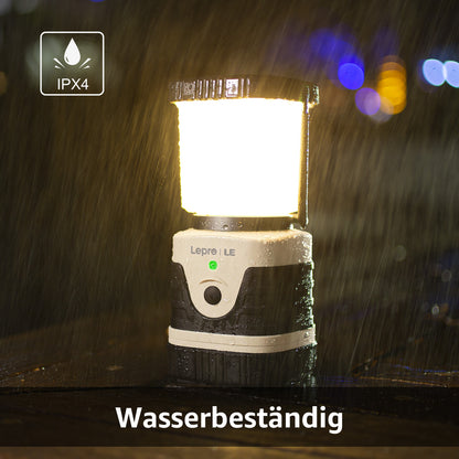 LE Campinglampe wiederaufladbare, 4 Helligkeiten Dimmbar Weiß,| Superhell Tragbar Suchscheinwerfer mit Bügel und Haken, Notfallleuchte für Stromausfällen, Wandern, Notfall, Ausfälle usw [Energieklasse A]