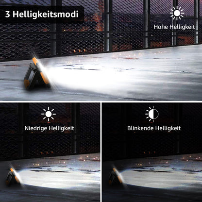 LE Campinglampe Wiederaufladbare Arbeitsleuchte Dimmbar 1000lm, Orange | 10W superhell Baustrahler mit 4400mAh Powerbank, Dimmbar, mit 3 Lichtmodi, für Stromausfällen, Zelt, Camping, Notfall [Energieklasse A]