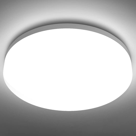 LE Deckenlampe 15W, LED Deckenleuchte IP54 Wasserfest, 3000K 1500LM Badezimmer Lampe, Rund Badlampe Decke, ideal für Bad Schlafzimmer Flur Küche Wohnzimmer Balkon, Kaltweiß, Ø22cm