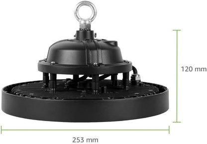 100W LED Hallenstrahler UFO, 140lm/W, IP65 & IK08, 4000K Neutralweiß, Entspricht 250W Halogen, für Lager, Fabrik, Garage, CE- und TÜV-geprüft, 5 Jahre Garantie