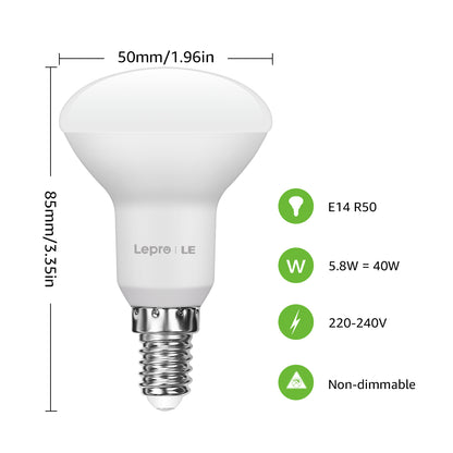 Lepro E14 LED Lampe 2700K Warmweiss, R50 4.9W 470 Lumen, 3 Stück | E14 led strahler R50 Glühlampe entspricht 40W Warmweiß Glühbirne, Reflektorlampe 120° Abstrahlwinkel Energiesparlampe