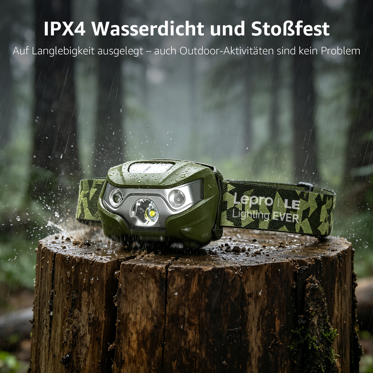 Lepro Stirnlampe LED Wiederaufladbar, USB C Kopflampe mit 5 Modi & Rotlicht
