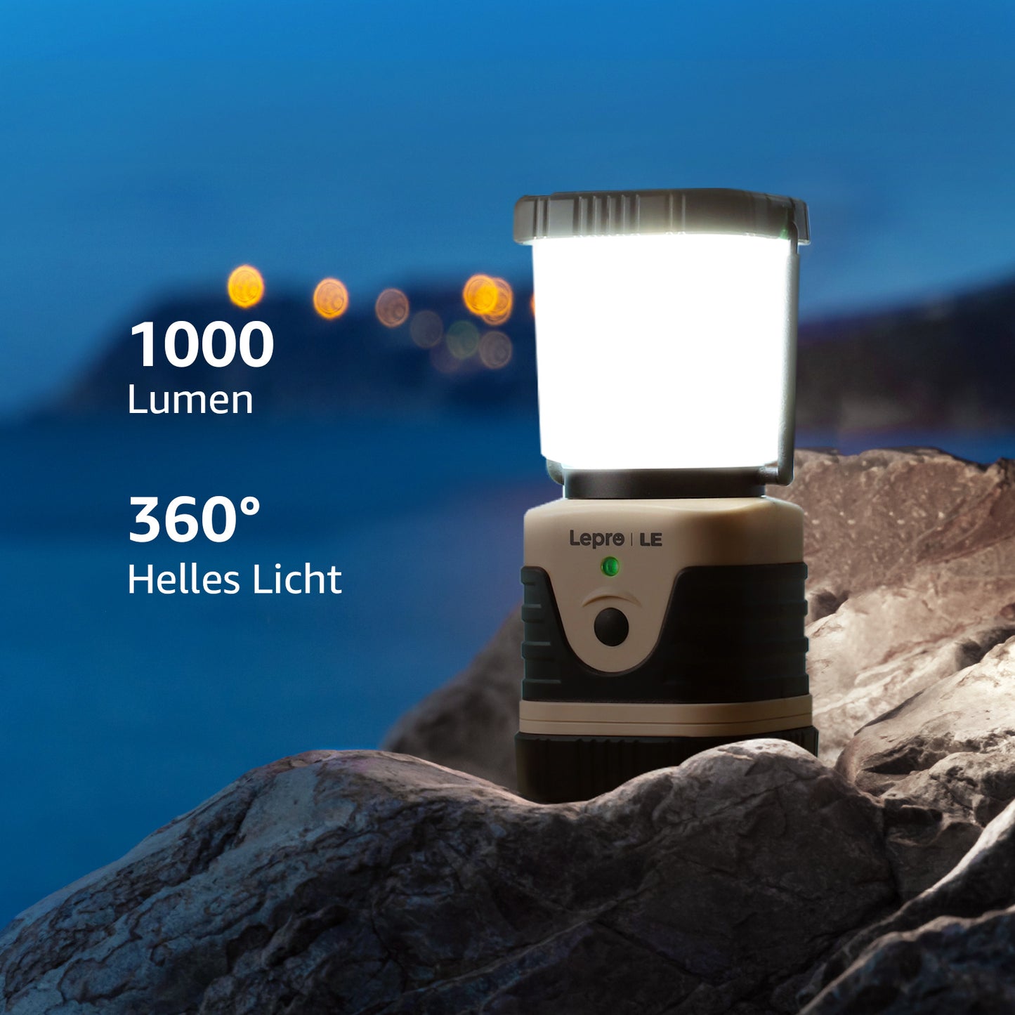 LE Campinglampe wiederaufladbare, 4 Helligkeiten Dimmbar Weiß,| Superhell Tragbar Suchscheinwerfer mit Bügel und Haken, Notfallleuchte für Stromausfällen, Wandern, Notfall, Ausfälle usw [Energieklasse A]