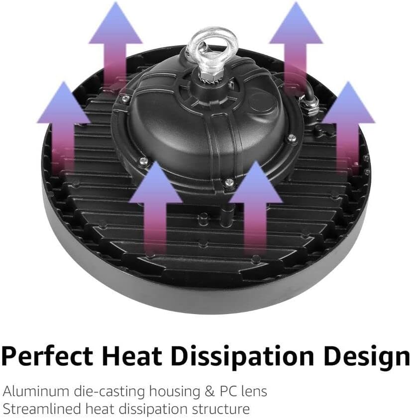 100W LED Hallenstrahler UFO, 140lm/W, IP65 & IK08, 4000K Neutralweiß, Entspricht 250W Halogen, für Lager, Fabrik, Garage, CE- und TÜV-geprüft, 5 Jahre Garantie