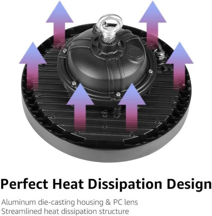 100W LED Hallenstrahler UFO, 140lm/W, IP65 & IK08, 4000K Neutralweiß, Entspricht 250W Halogen, für Lager, Fabrik, Garage, CE- und TÜV-geprüft, 5 Jahre Garantie