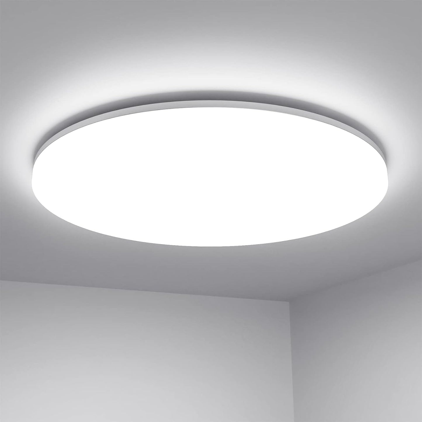 Lepro 24W LED Deckenlampe, LED Deckenleuchte IP54 Wasserfest, 5000K 2400LM Badezimmer Lampe, Rund Badlampe Decke, ideal für Bad Schlafzimmer Flur Küche Wohnzimmer , Kaltweiß, Ø28cm [Energieklasse F]