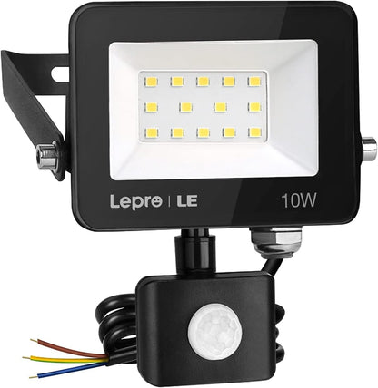 Lepro 10W LED Strahler mit Bewegungsmelder Außen, 850LM Außenstrahler 5000K Kaltweiß Superhell Scheinwerfer, Ideale Aussenleuchte für Garten, Innenhöfe, Garage, Haus, Hotel