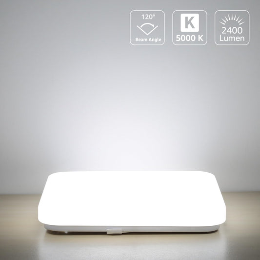 Lepro 24W LED Deckenlampe, IP44 Badezimmerlampe, 2400LM Deckenleuchte Bad Licht für Flur, Küche, Balkon, Korridor, Schlafzimmer, LED Lampe Badlampe Deck, 5000K Kaltweiß, Ø23cm