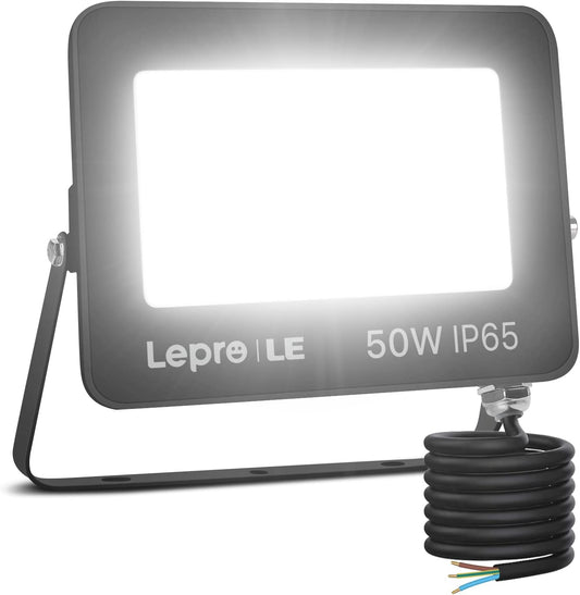 Lepro LED Strahler 50W, Außen, Superhell 4250LM Scheiwerfer, IP65 Wasserfest Fluter 5000K Kaltweiß Aussenstrahler, für Hinterhof, Auffahrt, Türen, Garage, Flur, Garten