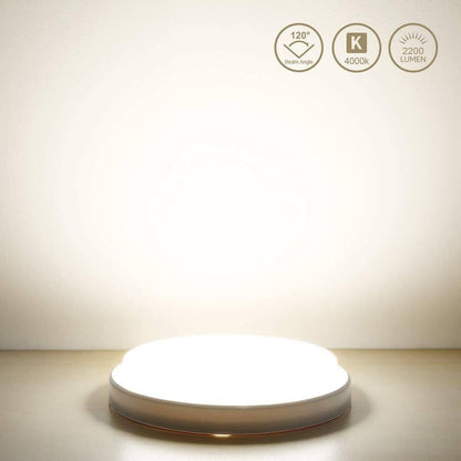 Lepro 24W LED Deckenlampe, LED Deckenleuchte IP54 Wasserfest, 4000K 2200LM Badezimmer Lampe, Rund Badlampe Decke, ideal für Bad Schlafzimmer Flur Küche Wohnzimmer, Neutralweiß, Ø26.5cm