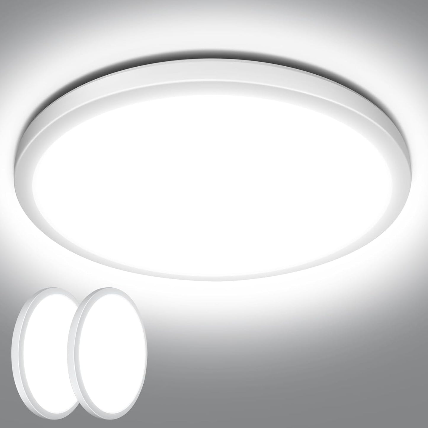 Lepro Deckenlampe 24W, IP44 Wasserfest Deckenleuchte，3000K 2400LM Badezimmer Lampe, Warmweiß Deckenleuchte Badezimmer, ideal Badezimmerlampe Decke für Bad Schlafzimmer Wohnzimmer, Ø29.3cm, 2 Stücke