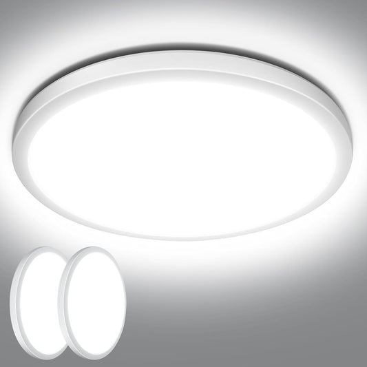 Lepro Deckenlampe 24W, IP44 Wasserfest Deckenleuchte，5000K 2400LM Badezimmer Lampe, Kaltweiß Deckenleuchte Badezimmer, ideal Badezimmerlampe Decke für Bad Schlafzimmer Wohnzimmer, Ø29.3cm, 2 Stücke