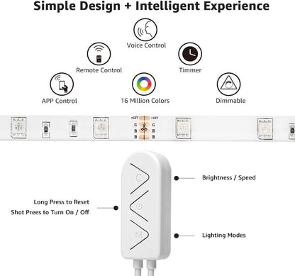 LE LED Strip Smart 5M Wasserdicht, RGB 150 LEDs, 5050 SMD Wifi LED Streifen, 12V, Selbstklebend LED Lichterkette, Flexibel LED Band, LED Leiste, LED Lichtband IP65, Netzteil und Controller enthalten