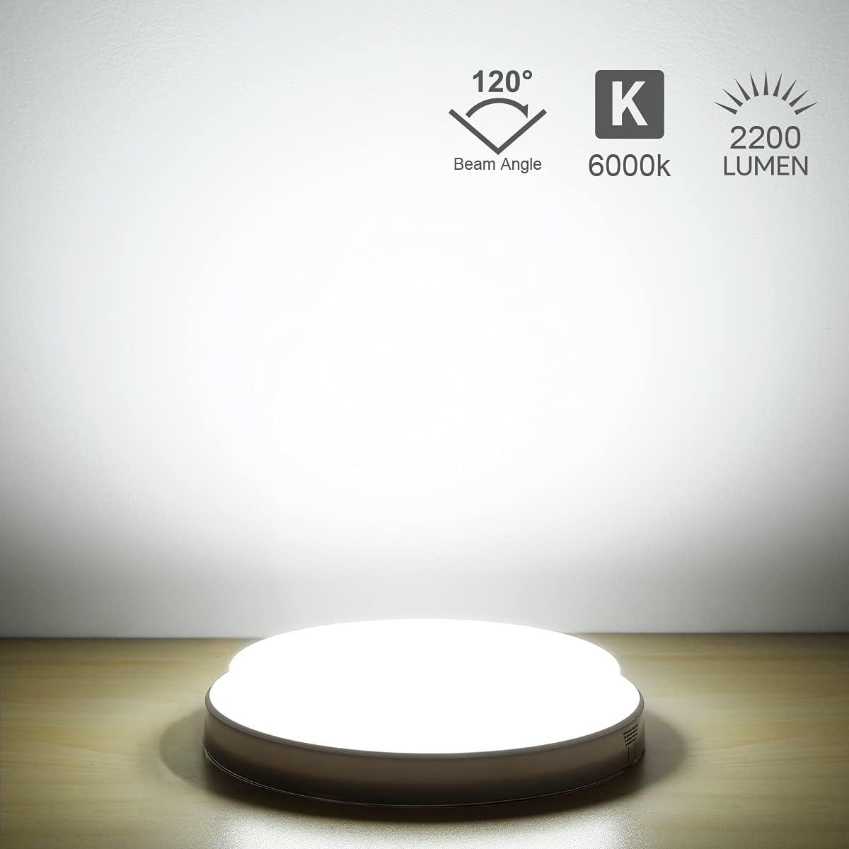 Lepro 24W LED Deckenlampe, LED Deckenleuchte IP54 Wasserfest, 6000K 2200LM Badezimmer Lampe, Rund Badlampe Decke, ideal für Bad Schlafzimmer Flur Küche Wohnzimmer, Kaltweiß, Ø26.5cm