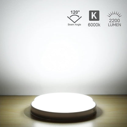 Lepro 24W LED Deckenlampe, LED Deckenleuchte IP54 Wasserfest, 6000K 2200LM Badezimmer Lampe, Rund Badlampe Decke, ideal für Bad Schlafzimmer Flur Küche Wohnzimmer, Kaltweiß, Ø26.5cm